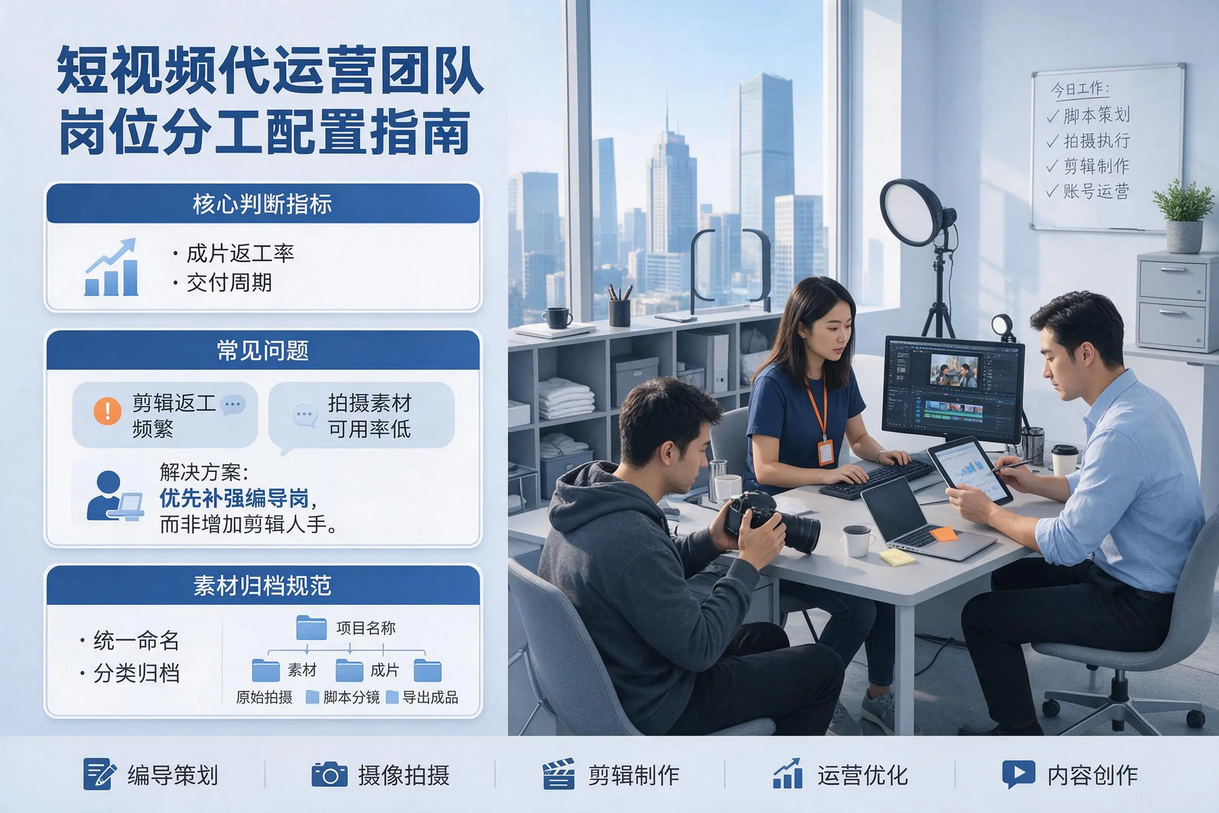短视频代运营团队如何配置？通化企业岗位分工科普说明