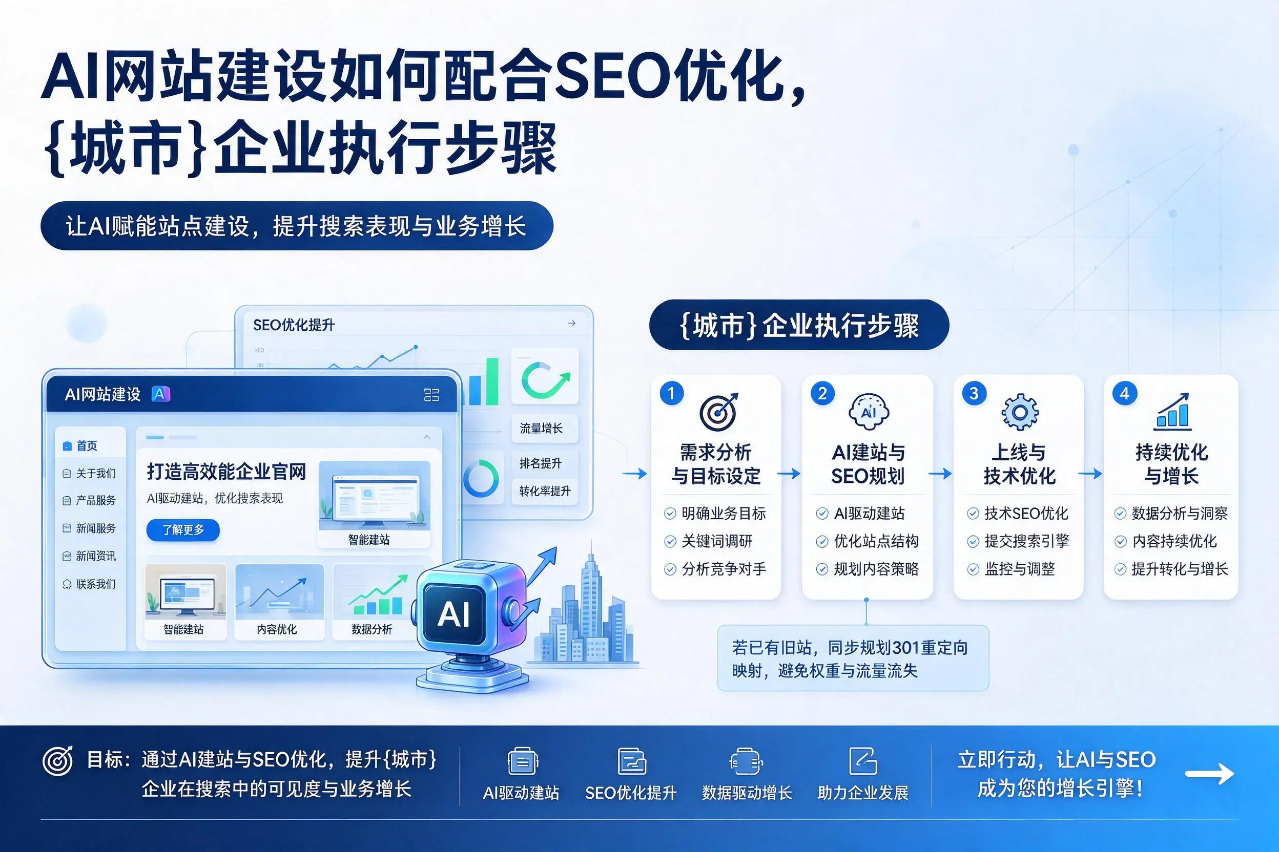 AI网站建设如何配合SEO优化,通化企业执行步骤